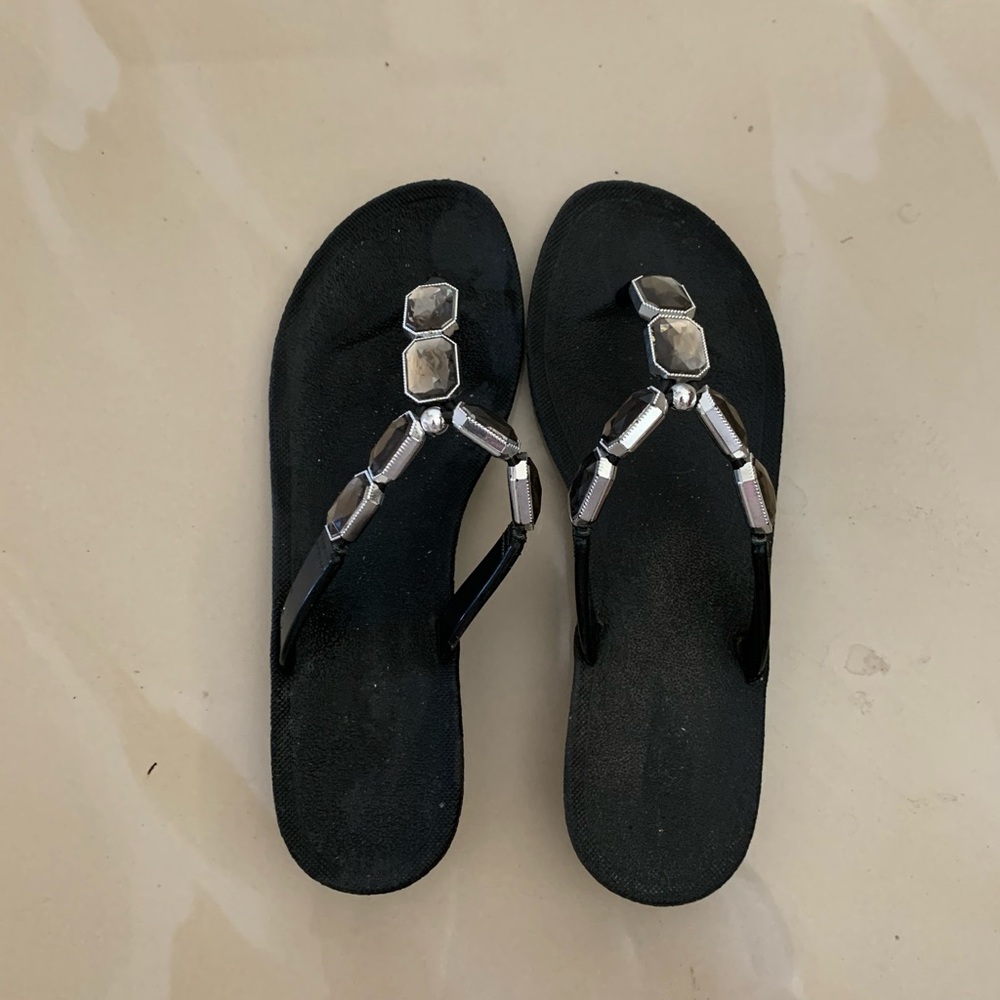 Elegant Black Sandals with Silver Accents